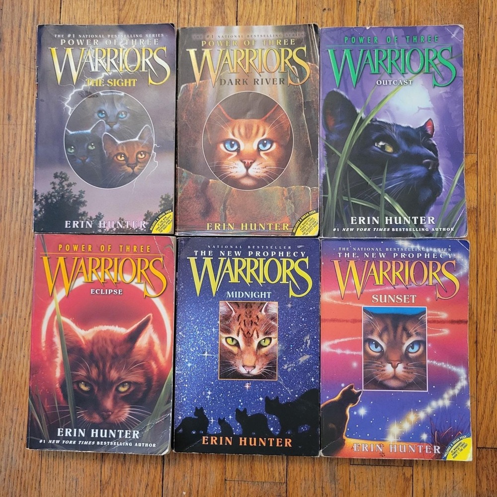 6 Book Lot Warriors Series Erin Hunter Incomplete Paperback Set Cat Clan Gift